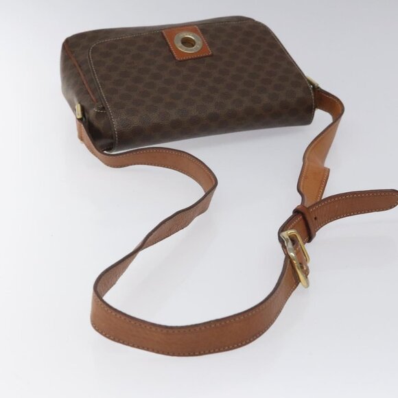 CELINE Macadam Canvas Shoulder Bag PVC Leather Brown Gold - Picture 7 of 15